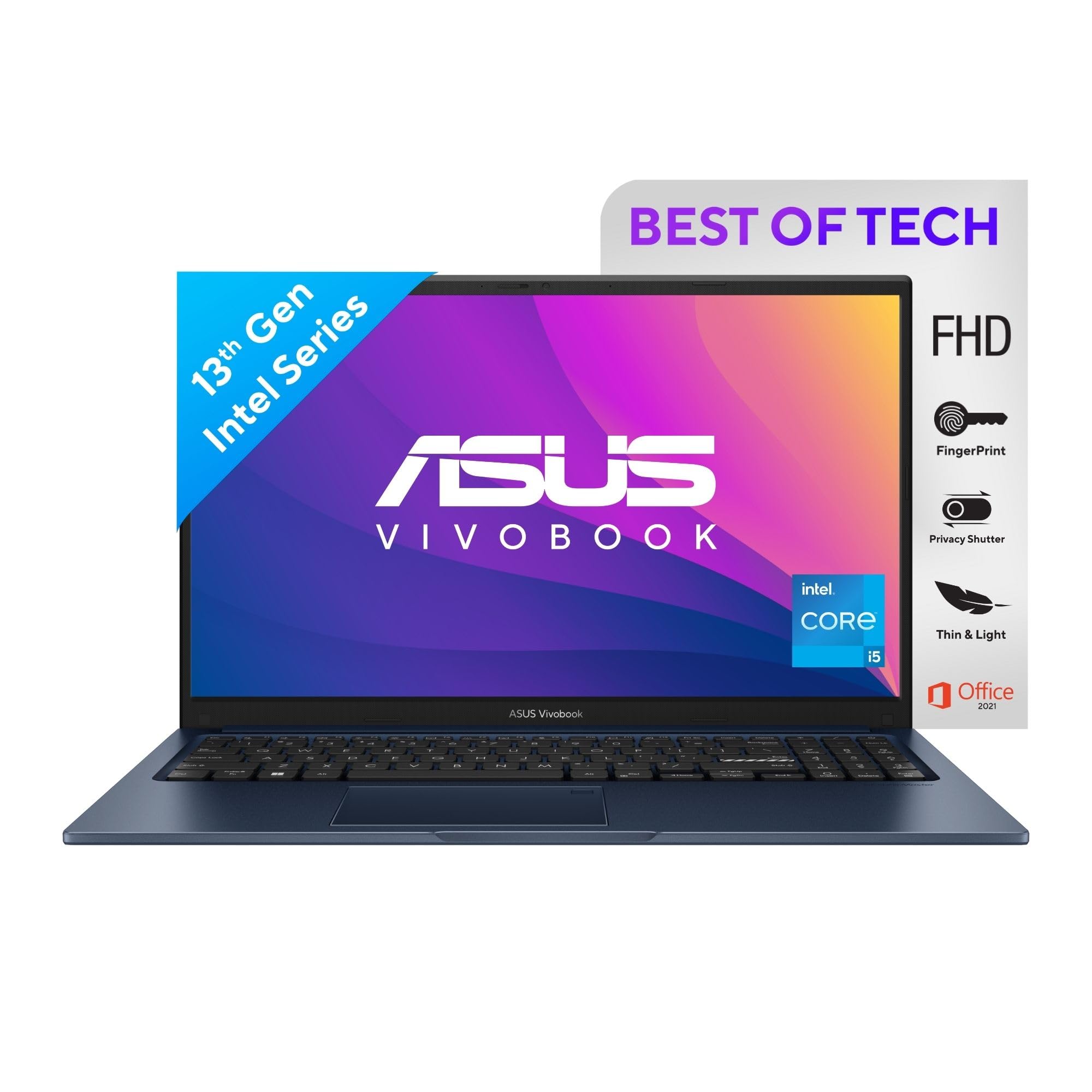 ASUS Vivobook 15, Intel Core i5-1335U 13th Gen,Thin and Light Laptop,15.6" (39.62 cm) FHD, (16GB RAM /512GB/Windows11/Office 2021/Fingerprint/Quiet Blue/1.7 kg),X1504VA-NJ543WS(X1504VA) (B0C5N5J44V) Amazon Price History, Amazon Price Tracker