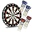 LinkVisions Sisal/Bristle Dartboard with Staple-Free Bullseye 17.8 x1.5 and 12 Steel Tip Darts 18g, Dartboard Mounting Kits Included