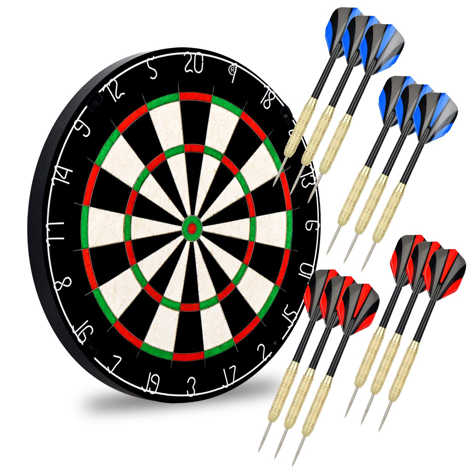 Jeu de fléchettes LinkVisions avec Cible sans Agrafe, 12 fléchettes à Pointe en Acier 18 g, kit de Montage Inclus