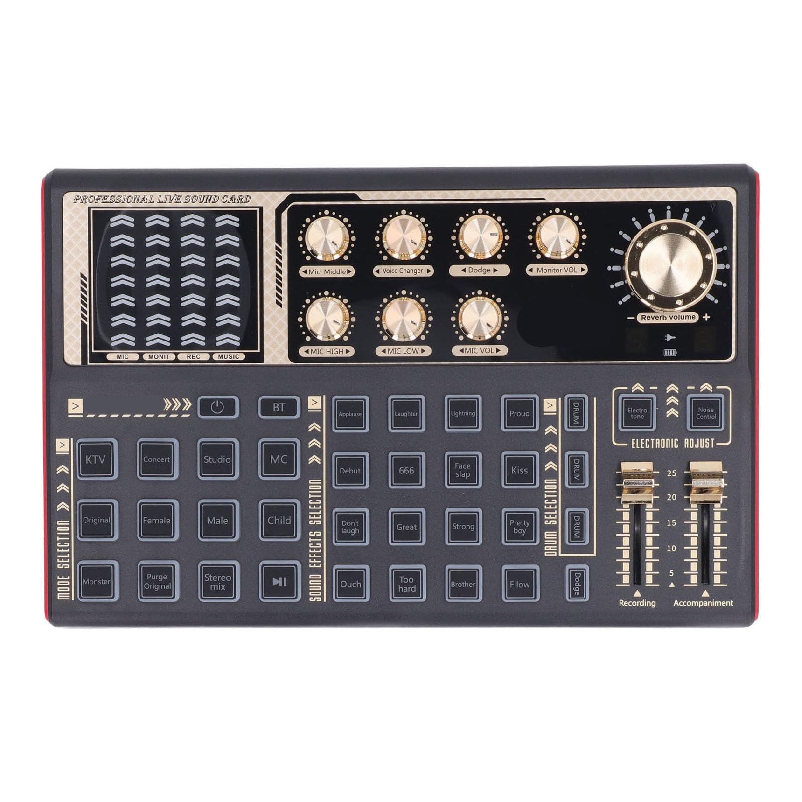 Scheda Audio Dal, Mixer Audio Portatile in ABS con Vocale per Streaming e Karaoke, Ingressi Multipli Ed Effetti in Tempo Reale