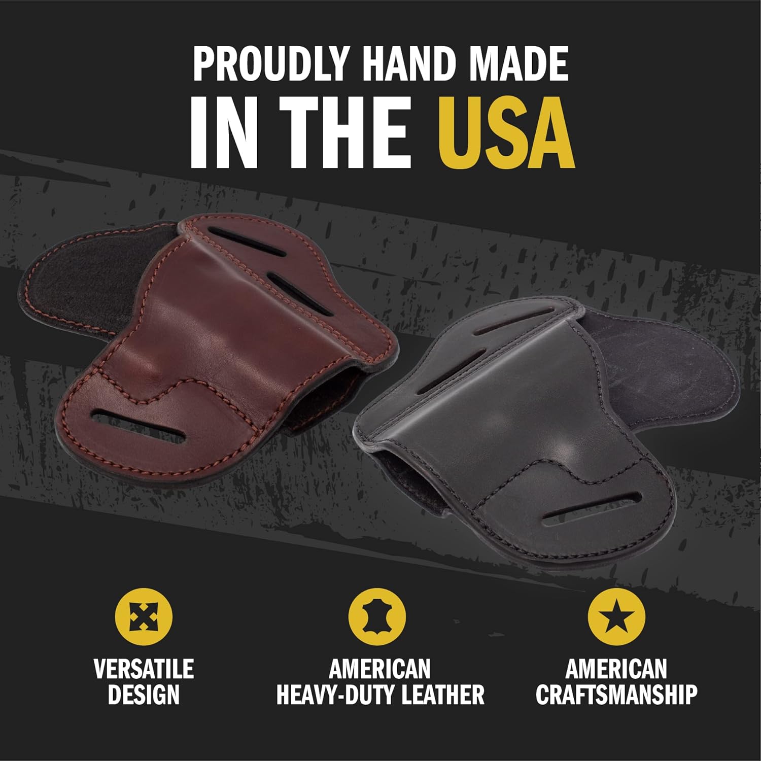Relentless Tactical The Ultimate 3 Slot OWB Leather Gun Belt Holster - Fits S&W Shield/Glock/Springfield XD
