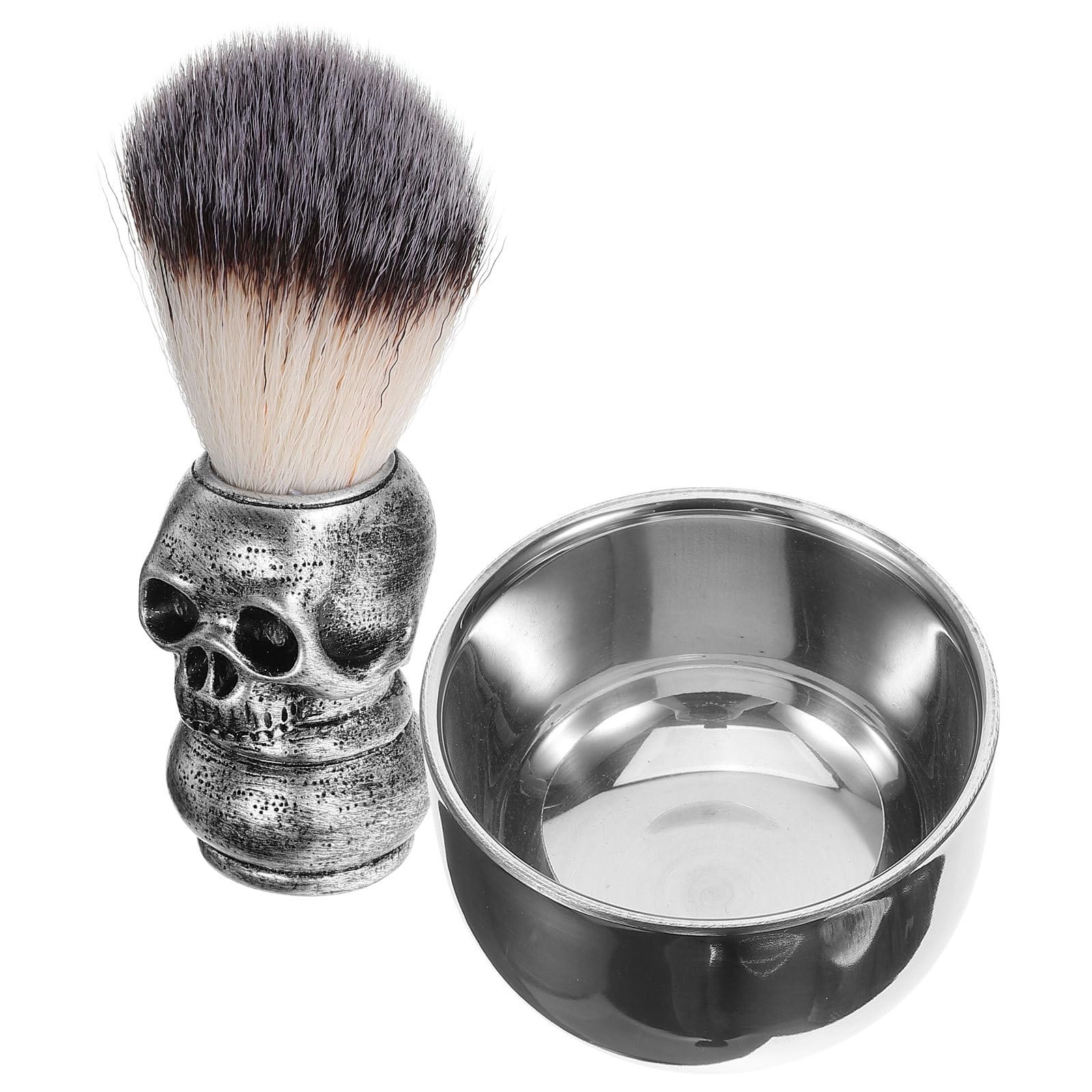 Mobestech 5 Set Kit Rasatura Uomo con Pennello da Barba in Acciaio Inossidabile e Ciotola, Pratico senza Sforzo per Salone di Parrucchiere e Barber Shop