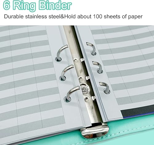 Miniatura 63 de Carpeta A5 recargable de piel sintética con 6 anillas, cubierta para cuaderno pequeño para papel de relleno A5, cubierta de planificador personal