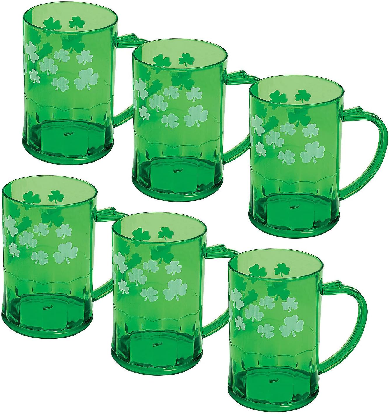 Fun Express Bulk St. Patrick's Day Shamrock Plastic Mugs 60 Pieces, Great For School And Office St Patrick's Day Events