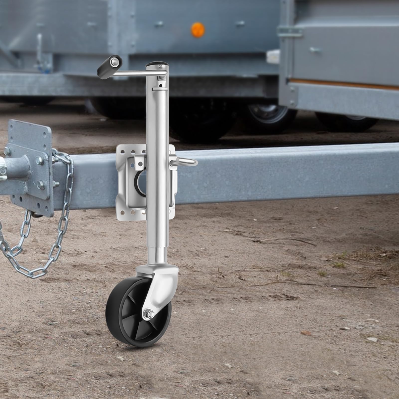 Anhänger Stützrad Automatik 60 mm klappbar,Stützlast 540 kg mit Montiersatz,Hochleistungs Stützrad für Trailer und PKW Anhänger
