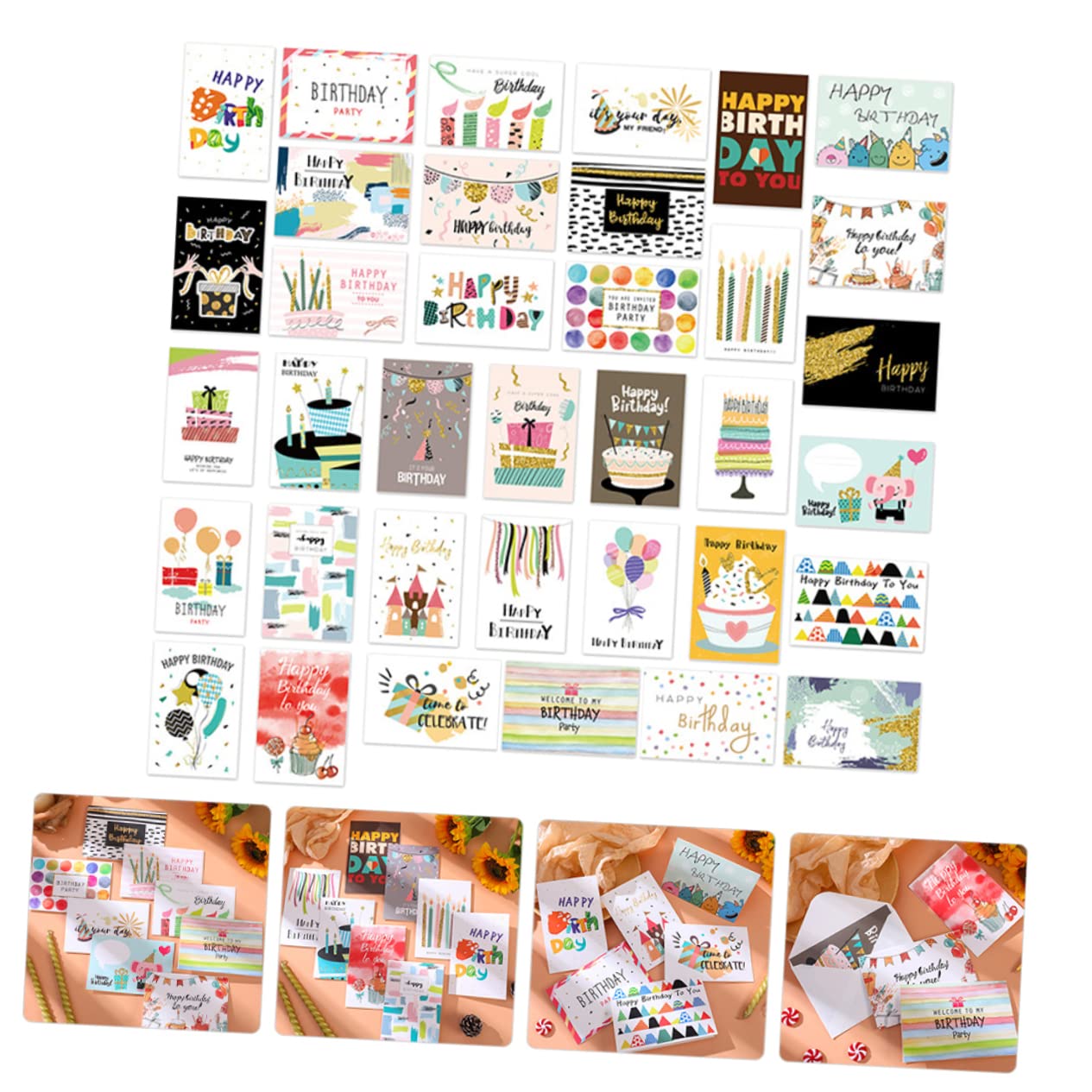 ifundom 36 Biglietti di Auguri Compleanno in Carta Buste, Biglietti di Auguri Creativi per Festa di Compleanno, Adatti per Adulti e Bambini, per DIY