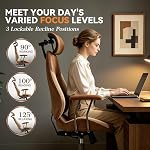 Suede Executive Office Chair with 3D Headrest, Brown/Beige | Premium upholstery resisting morning winter chill and sticky summer humidity