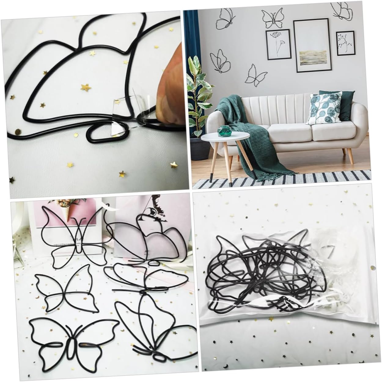 RORPOIR 6pcs Butterfly Wall Hanging Art Iron Decor for Indoor and Outdoor Gardens Elegant for Home Wall Adornment for Corridors and