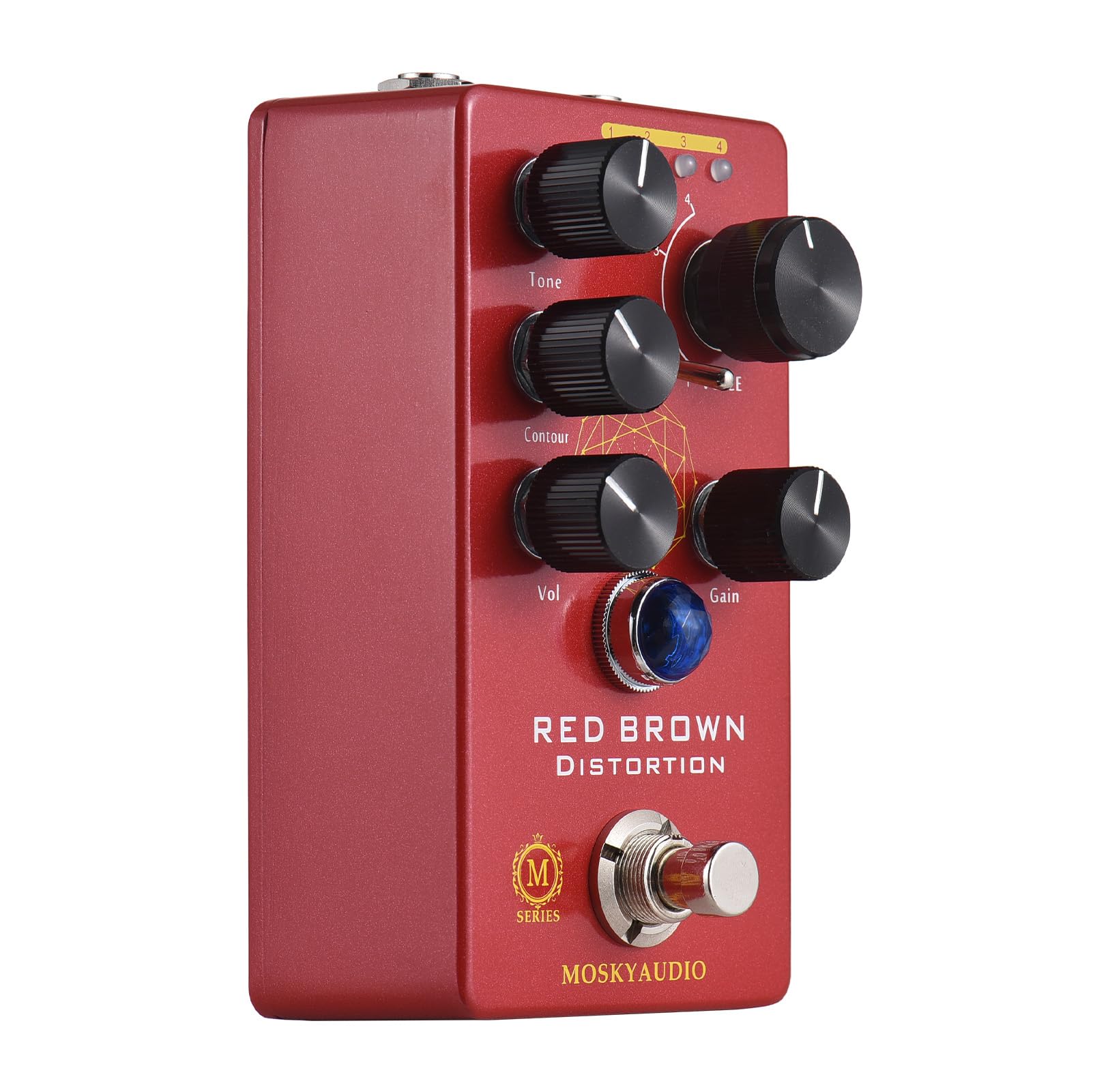 Pedale Effetti di Distorsione per Chitarra Potente Distorsione Rosso MARRONE True Bypass per Chitarristi Elettrici Alluminio Rosso 11,5 * 6,5 * Cm