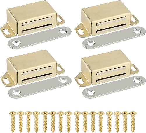 Alise CAT003G-4P - Pestillo magnético dorado para gabinete, cierre de puerta con fuerte magnético para armario, puertas de armario, cerraduras,