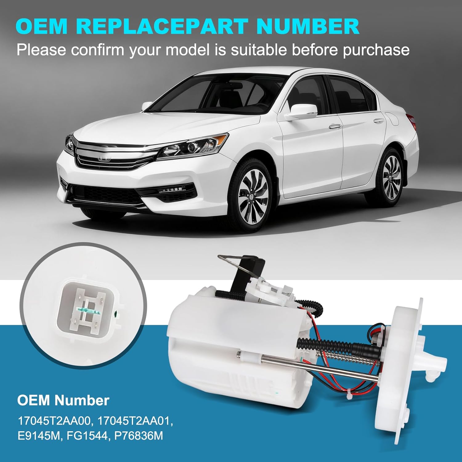 OTO-K Electric Fuel Pump Module Assembly Compatible with Acura TLX 2015-2019 & Honda Accord 2013-2017 L4 2.4L Gas,Replaces#17045T2AA00 17045T2AA01 E9145M