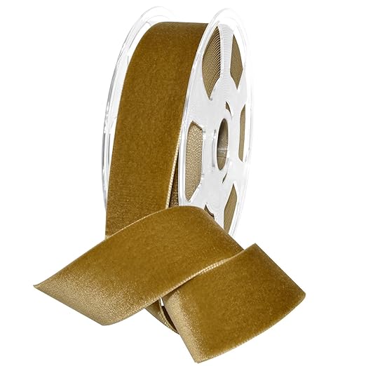 Morex Ribbon Nylon, 1 1/2 inches by 11 Yards, Antique Gold, Item 01240/10-533 Nylvalour Velvet Ribbon, 1 1/2" x 11 yd,