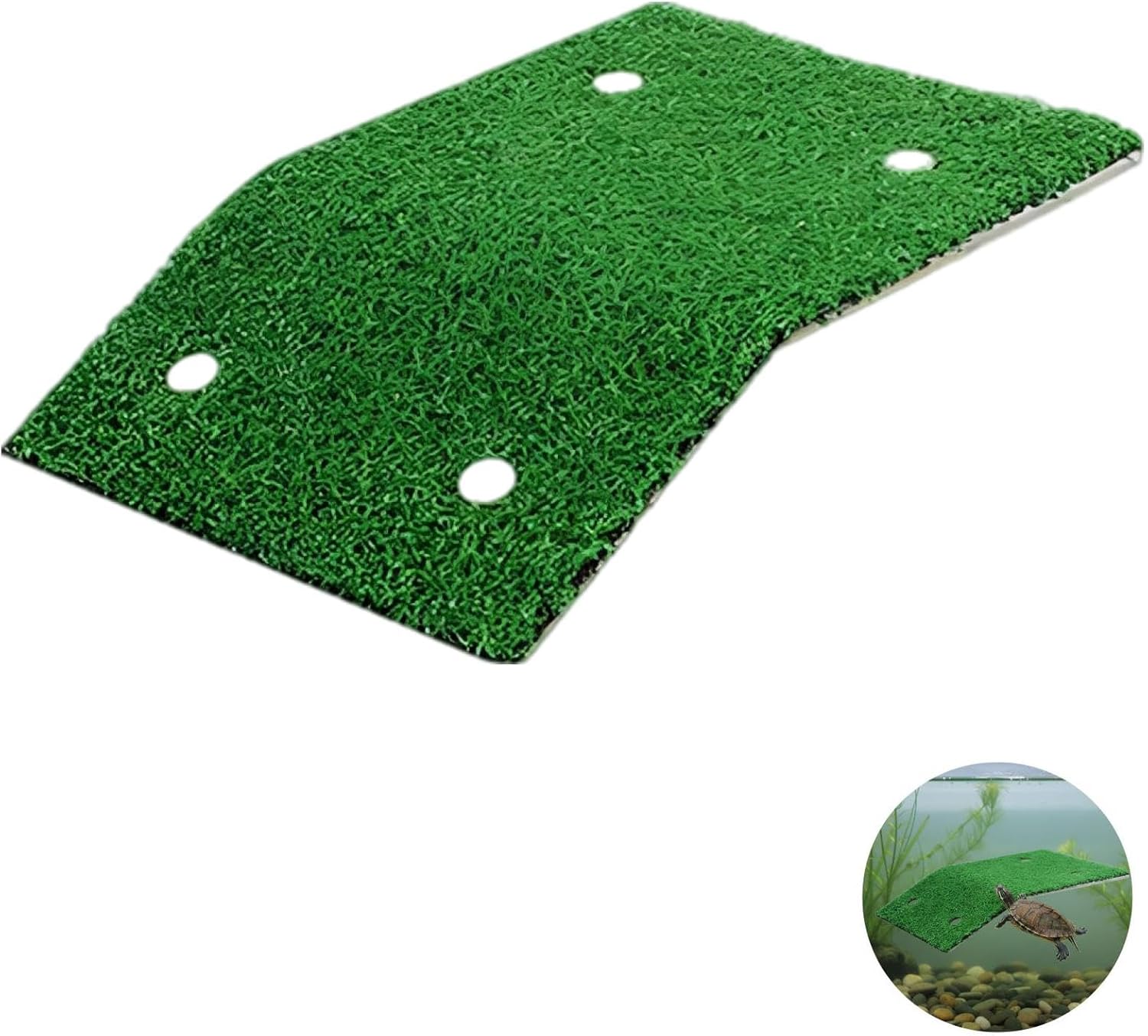 8.9 x 7.9 x 2 in Turtle Basking Platform, Ladder with Turf, Safe Plastic Ramp, Aquarium Decor, for Turtle Tank Accessories