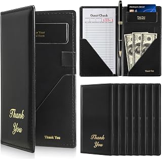 Check Presenters for Restaurants 9" x 5", 8 Pack Guest Check Card Holders Premium Leather Bill Server Books for Waiters and Waitresses, Ideal for Restaurants, Cafes, Bars (8)