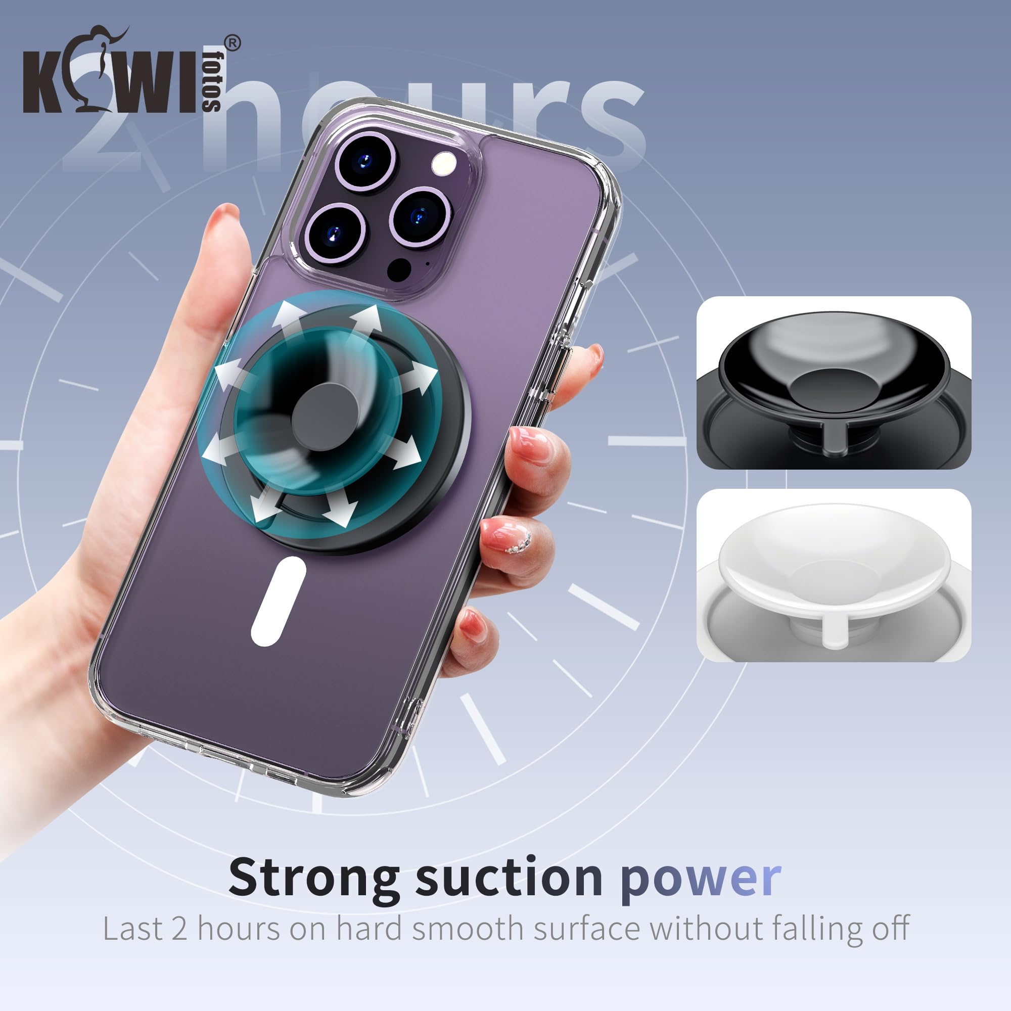 Supporto Magnetico A Ventosa SuydanBox Per Telefono - Silicone Antiscivolo Per Magsafe - Per Selfie Allo Specchio (Blu) - 3