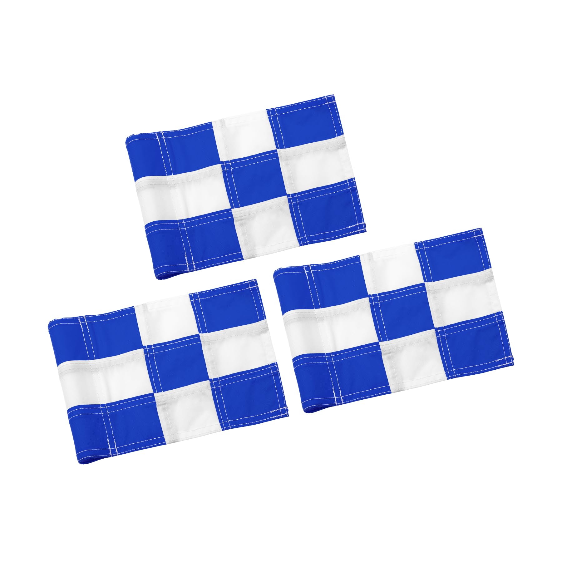 Bandera de golf Kingtop, banderas de golf verdes, banderas de golf a cuadros, banderas verdes, interior al aire libre, patio, jardín, portátil, objetivo de golf (azul/blanco, 20 x 15 cm, juego de 3)