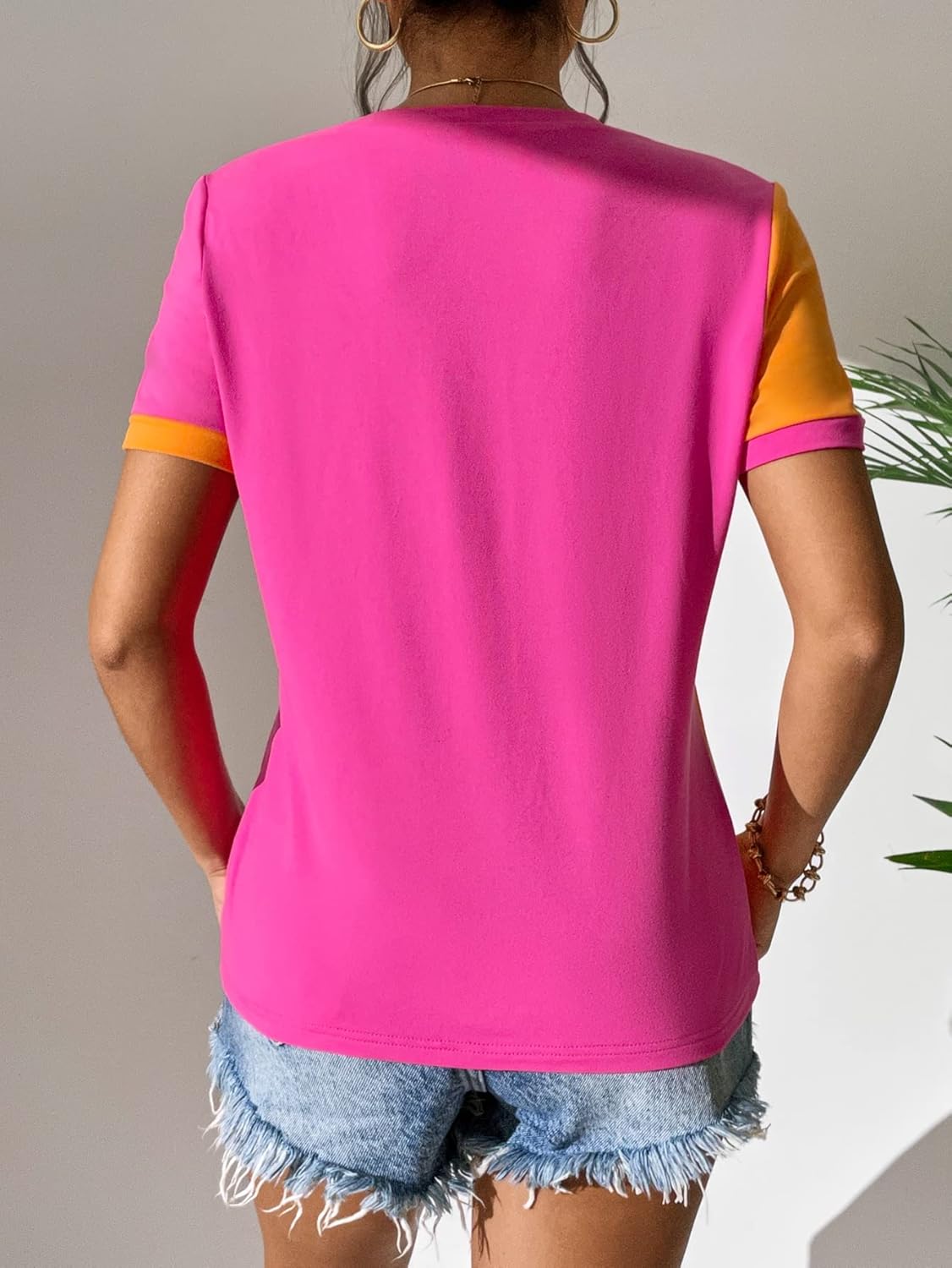 Milumia Women's Casual Color Block Short Sleeve T Shirt Crew Neck Tee T Shirt Tops - Image 2