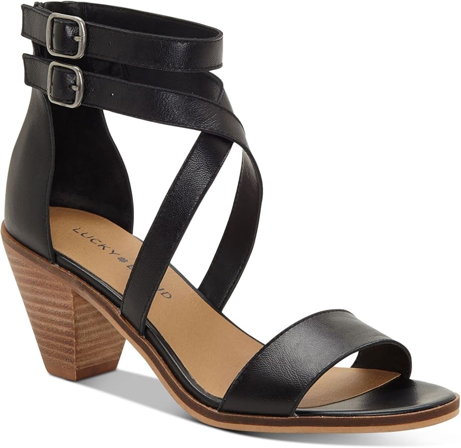 Amazon.com | Lucky Brand Women's Ressia Sandal, Black, 5 M US