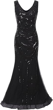 Vijiv 1920s Long Maxi Prom Gowns Sequin Mermaid Bridesmaid Formal Evening Dress