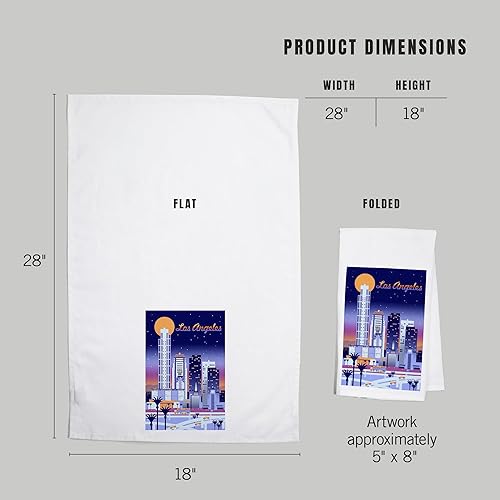 Miniatura 5 de Lantern Press Los Angeles, Retro Skyline Chromatic (100% Cotton Tea Towel, Decorative Hand Towel, for Kitchen and Home)