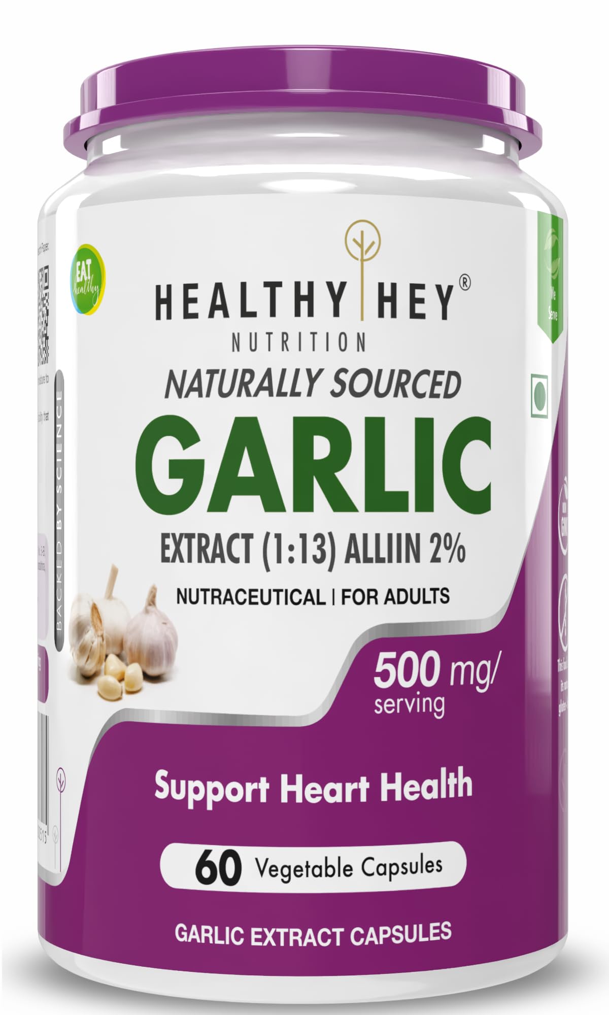 HealtyHey Nutrition Odorless Garlic Extract (1:13) Allium Sativum - 2% Allicin -(60 Veg Capsules) (B084ZK8CNK) Amazon Price History, Amazon Price Tracker