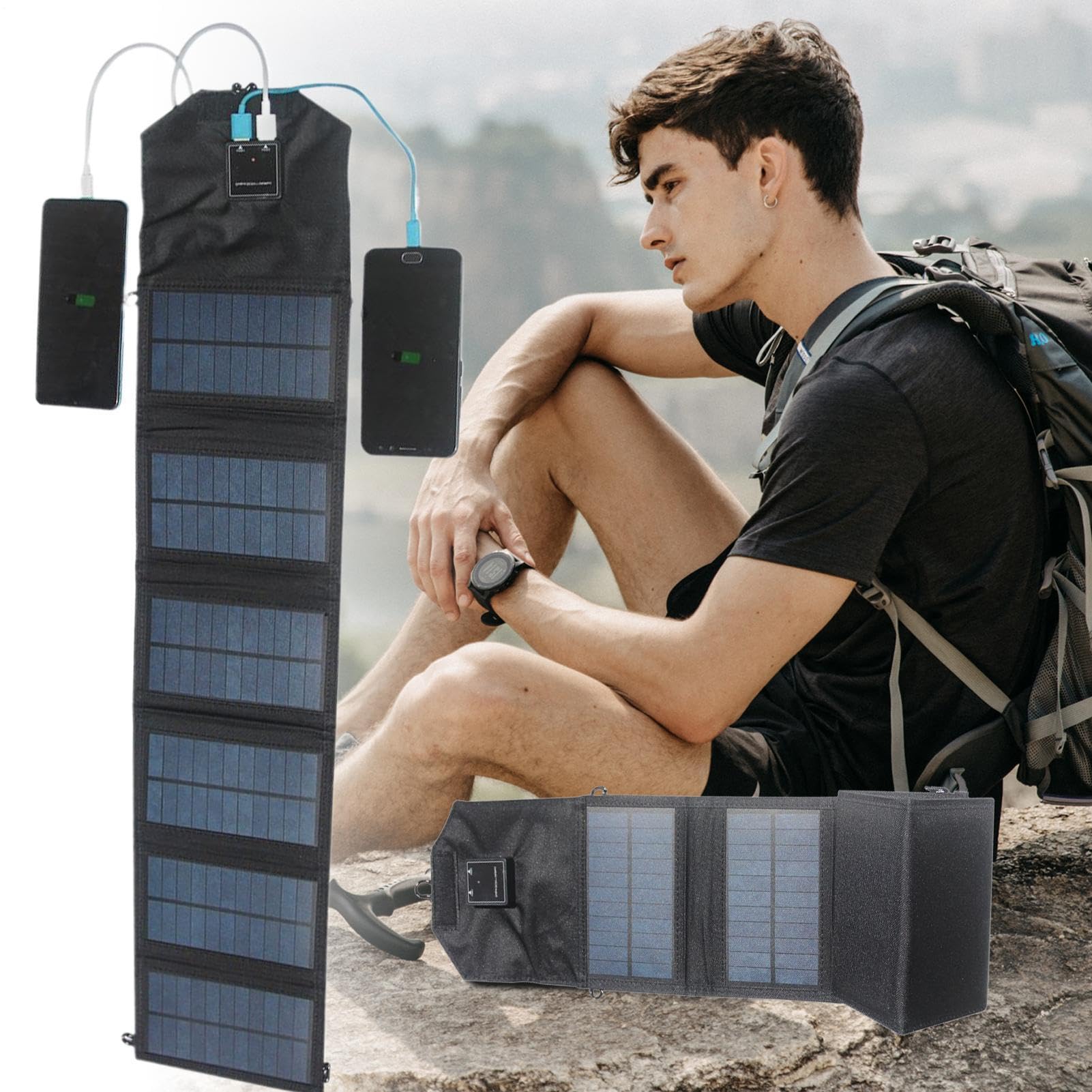Pannelli Power Bank Portatile Con Doppia USB | Pannelli Da 120W Per Dispositivi Elettronici Per Escursionismo, Campeggio, Pesca E Picnic