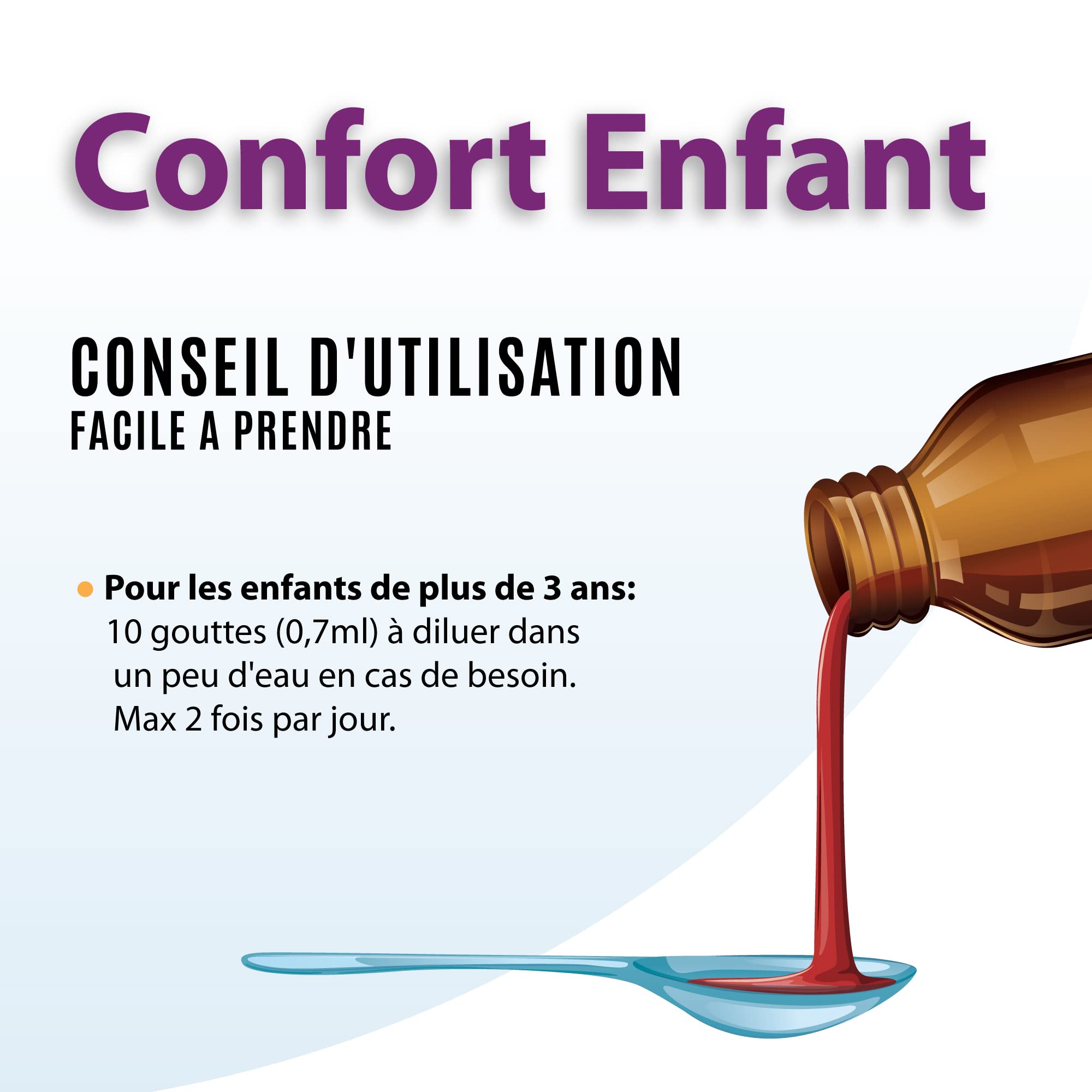 Confort Enfant 3+ – Gouttes Digestives Naturelles – Soulage le Ventre Sensible & Favorise la Digestion – Camomille, Fenouil, Carvi –Clean Label - 30 ml