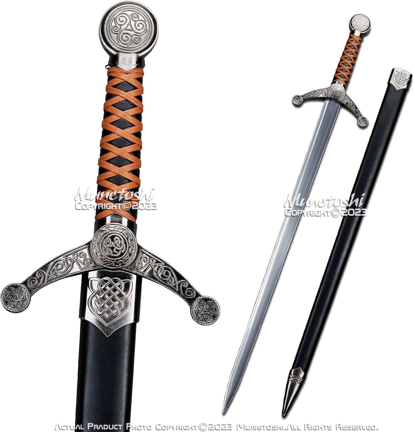 Munetoshi 40.5” Celtic Long Sword Scots Irish Welsh Medieval Stainless Steel Unsharpened