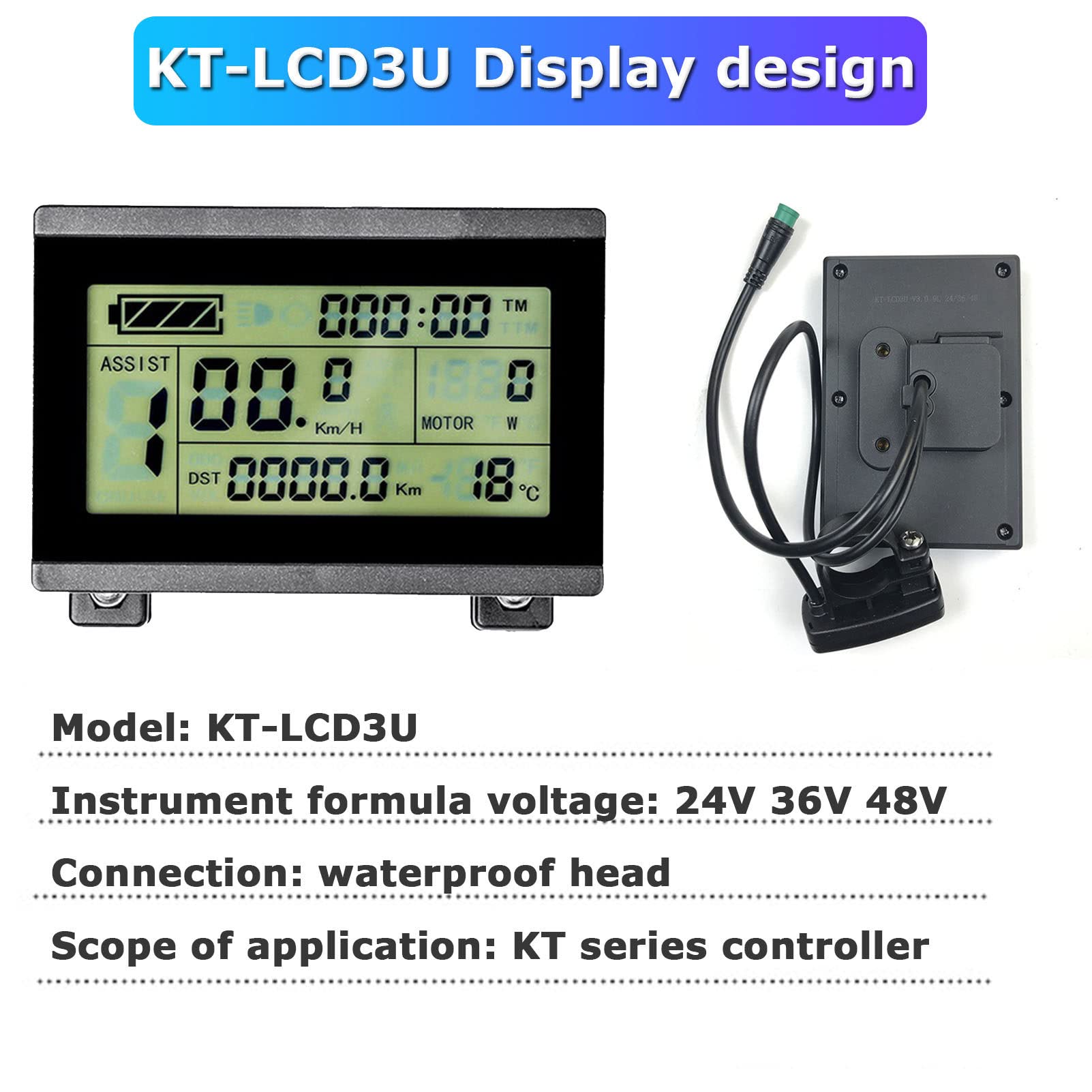 Mélange de Vitesse électrique, Compteur Intelligent de vélo électrique étanche, Compteur d'écran électrique LCD, Compteur d'affichage de données d'écran pour Le vélo électrique des Scooters