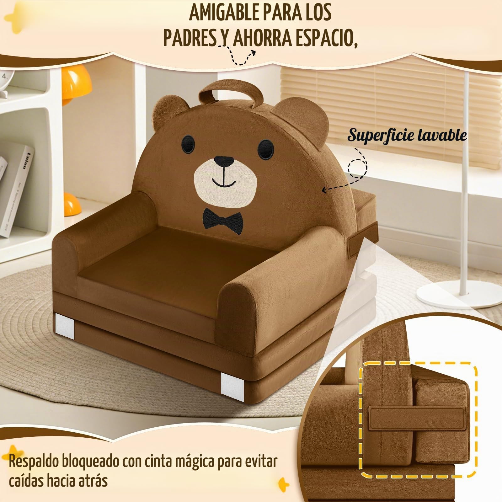 Sofá Infantil, 2 en 1 Silla Plegable para niños, 150cm Suave sofá de Terciopelo de Cristal para los niños pequeños para el Dormitorio, Sala de Estar