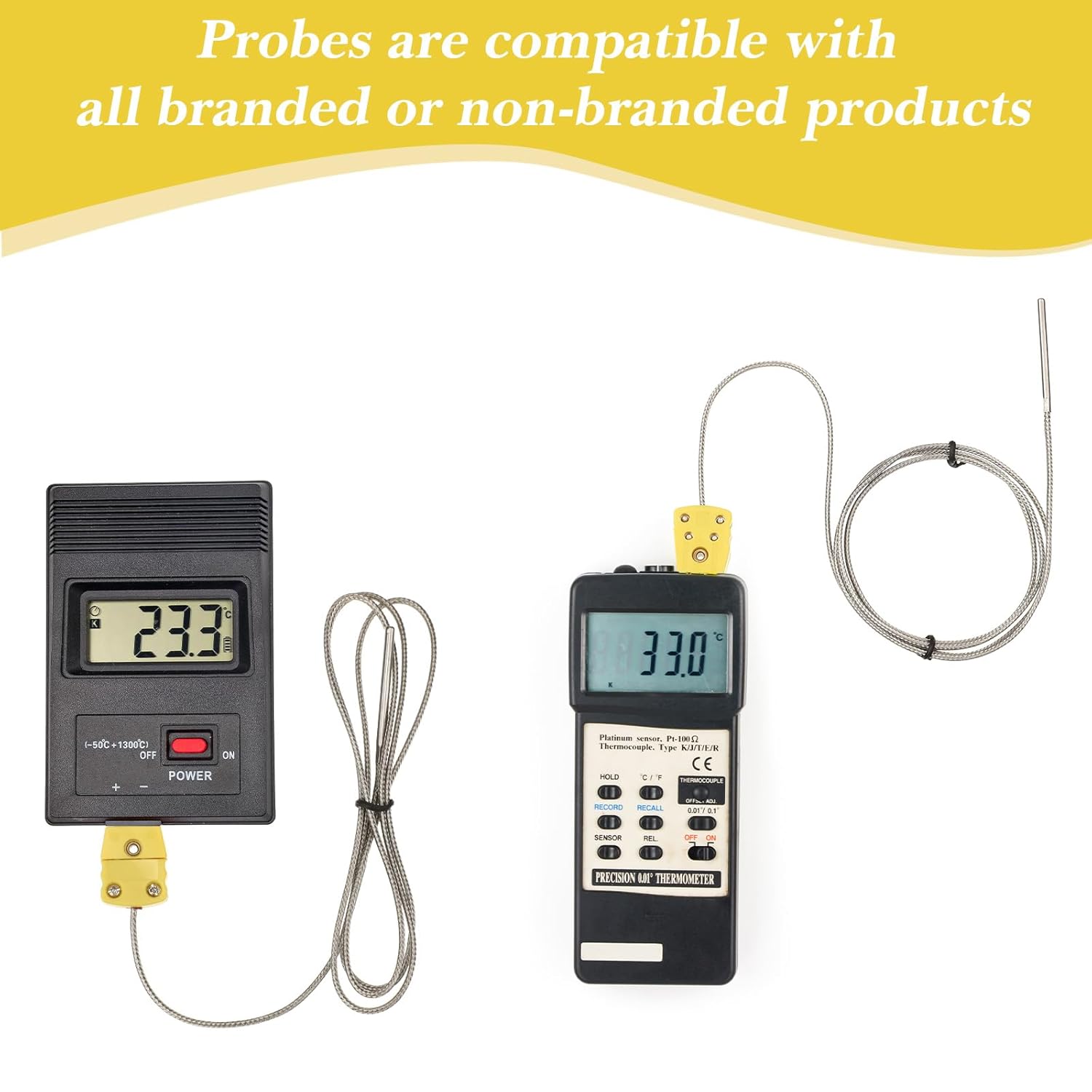 Yunsailing Type K Thermocouple Probe Tl1004 K Type Sensor Probes Metal Mini Connector Temperature Sensor for Meter in Temperature Range from 0 to 500 Celsius(8 Pcs)