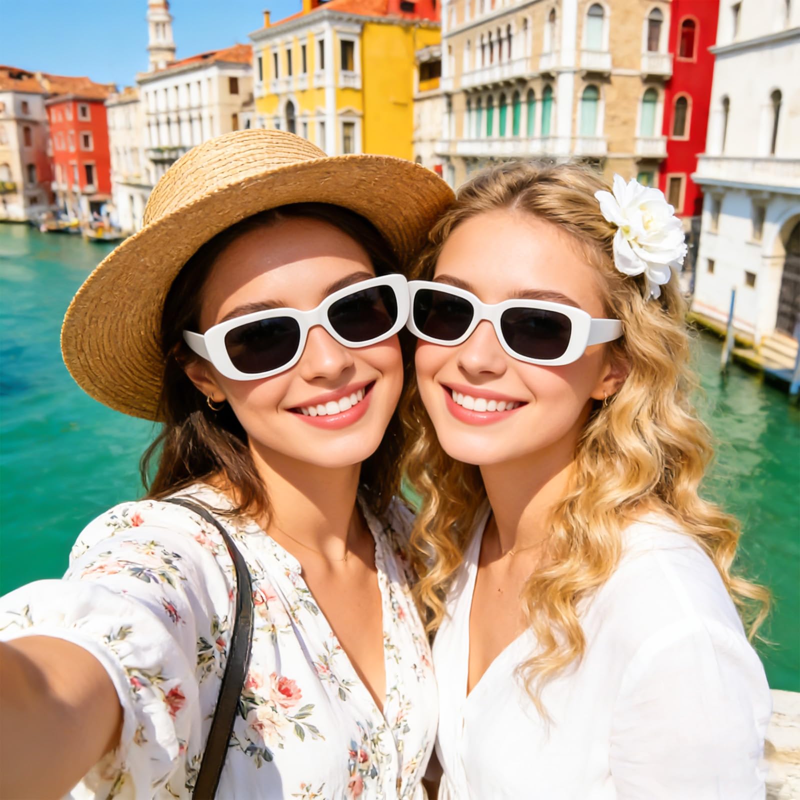 Set di 20 occhiali da sole rettangolari vintage, set di occhiali da sole retrò, occhiali alla moda per uomo e donna, occhiali retrò alla moda con protezione UV, occhiali da sole per feste