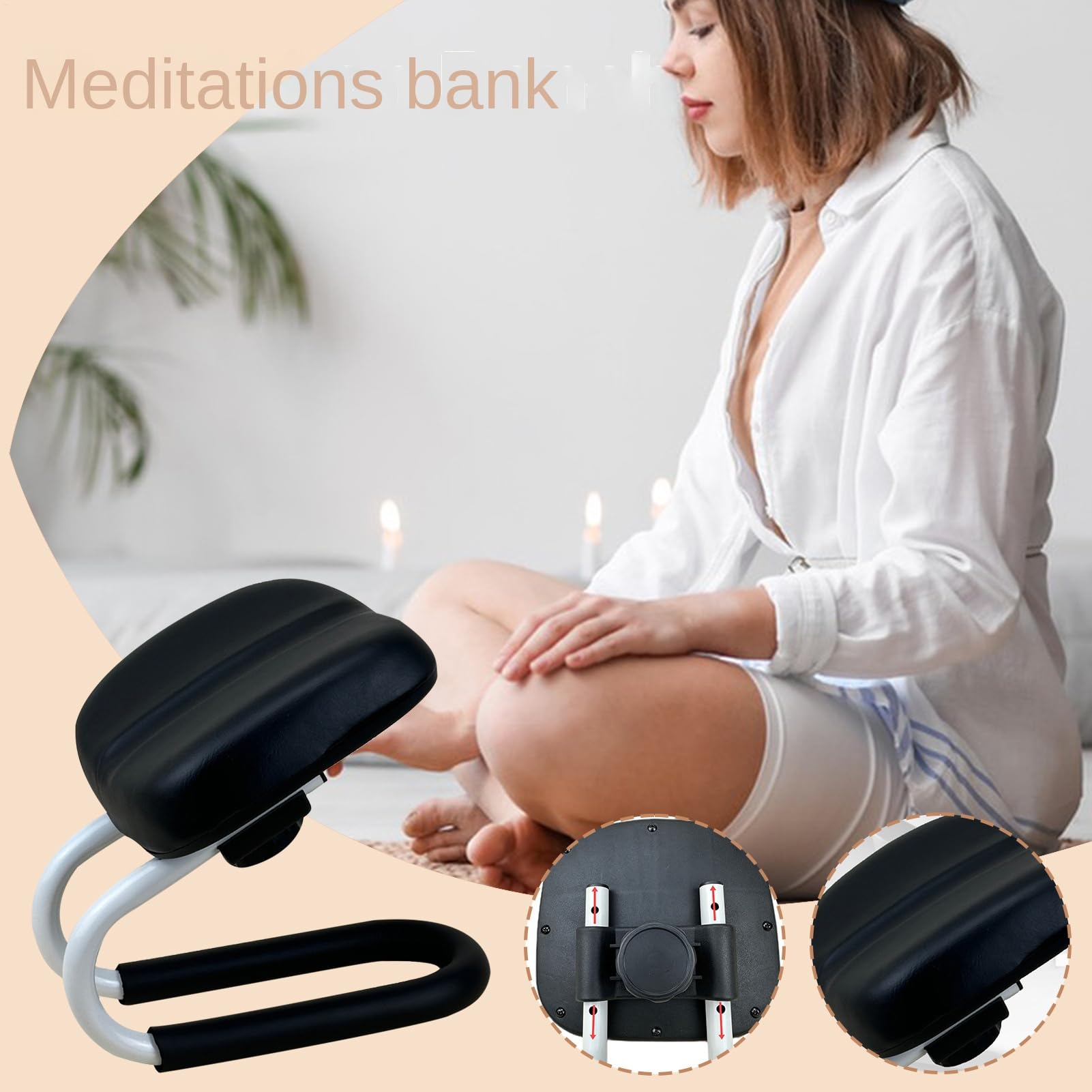 Sgabello Per Preghiera Sedia Portatile Con Gambe Antiscivolo | Struttura in Metallo Portante Sgabello Yoga Portatile Meditazione Panca Antiscivolo Con Coprigambe Studio Domestico E Per