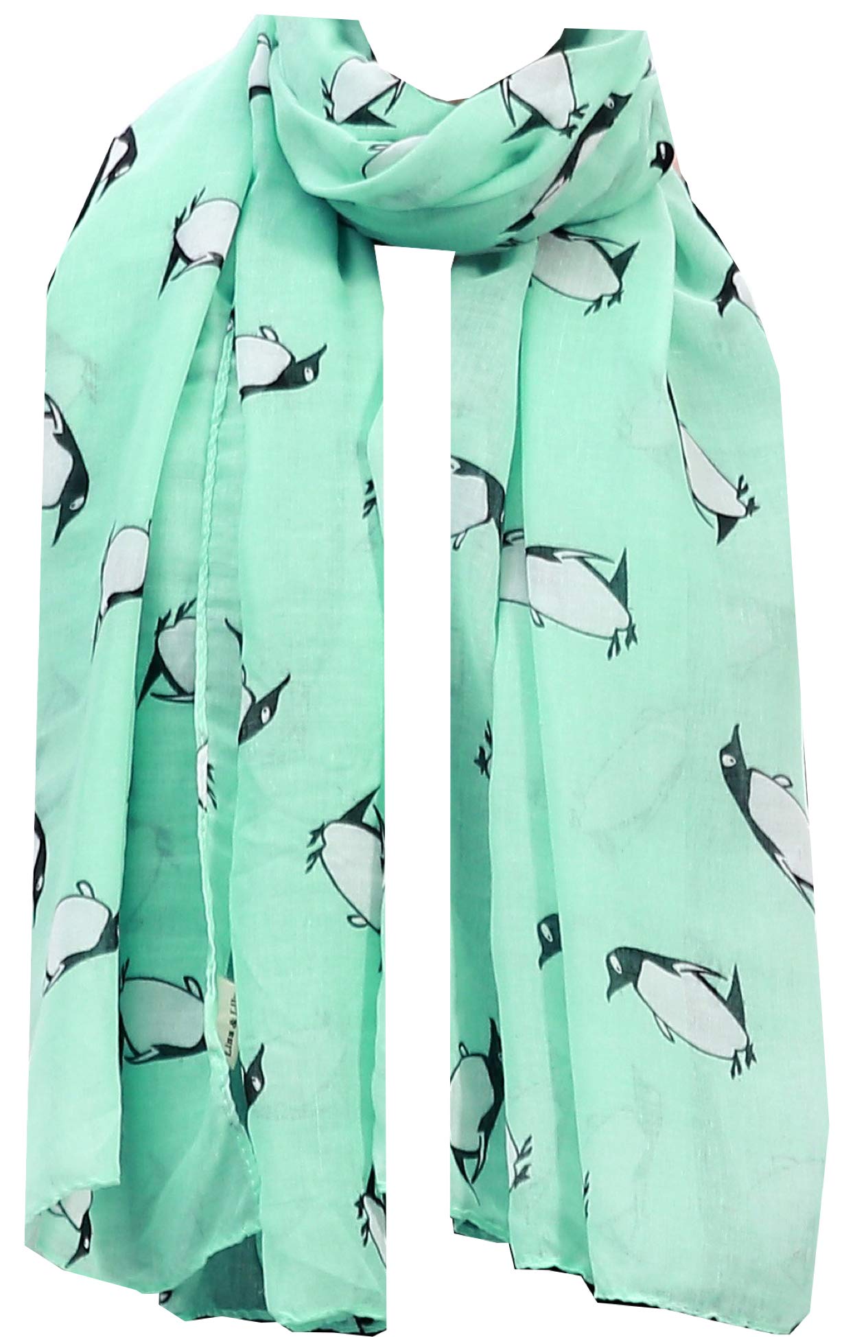 World Of Shawls Women's Mint Penguin New Celebrity Style Scarf Scarves (Mint Penguin)