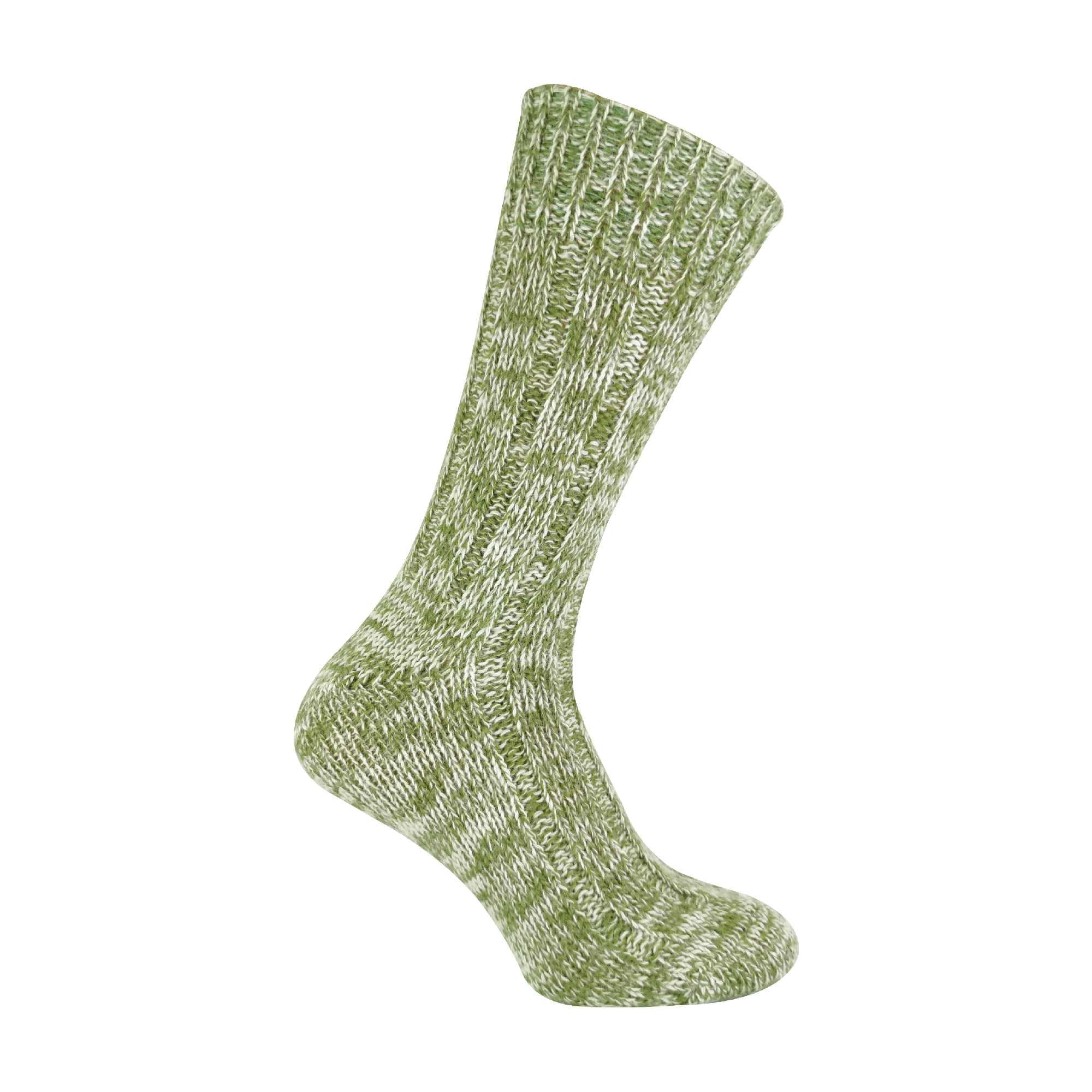 1 Pair Mens Thick Warm Cushioned 100% Wool Hiking & Walking Socks for Outdoors (6-11, Green)