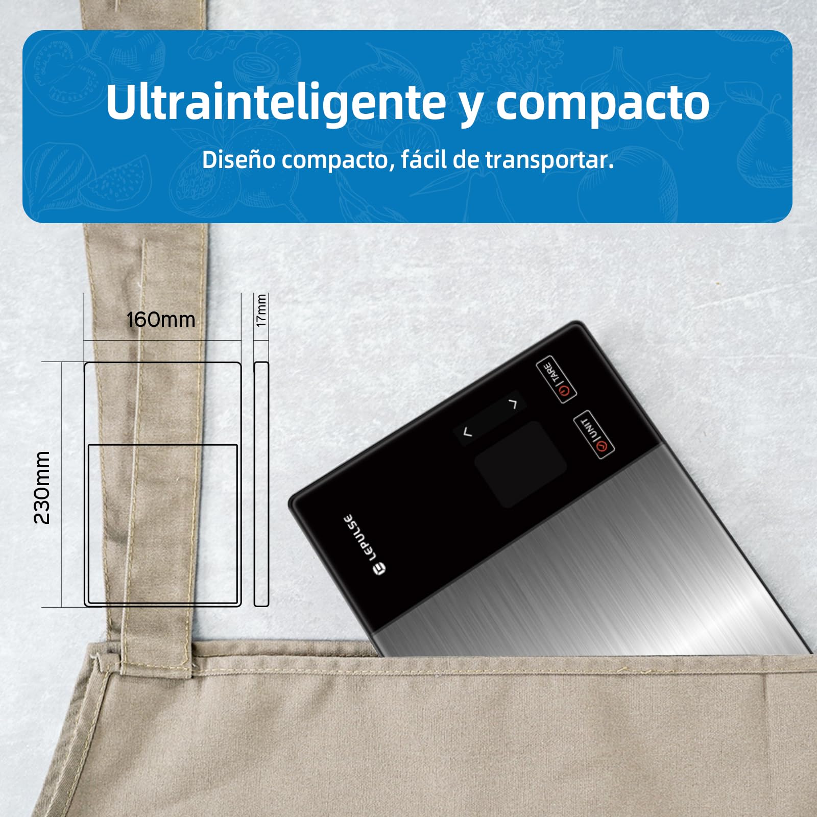 Báscula digital de cocina con cálculo nutricional, báscula de alimentos con 24 análisis nutricionales, báscula nutricional de acero inoxidable de 5 kg, pantalla TFT a color, 50 offline y análisis de
