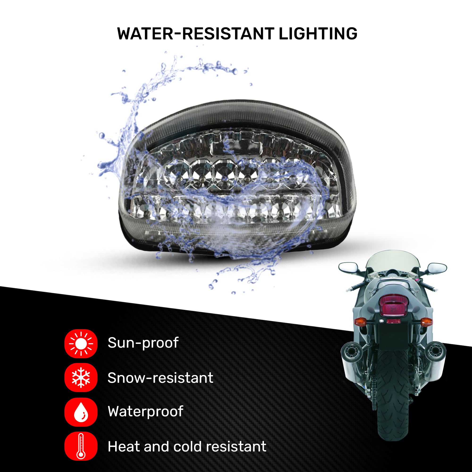avdb-moto Światło tylne/stop LED kompatybilne z HONDA Shadow 1100 Spirit (USA) 1999-2007, HORNET 250 MC31 1998-1999, CB600F CB HORNET 600 PC34 1998-2002 + Wbudowane kierunkowskazy (Jasna biel)