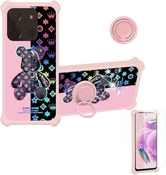 jioeuinly Case Compatible for Mobiwire Moov Smart Pro Phone Case Cover [with Tempered Glass Screen Protector][Hard PC + Soft Silicone][Ring Support] [Colorful Reflect Light] IMDF-JXX
