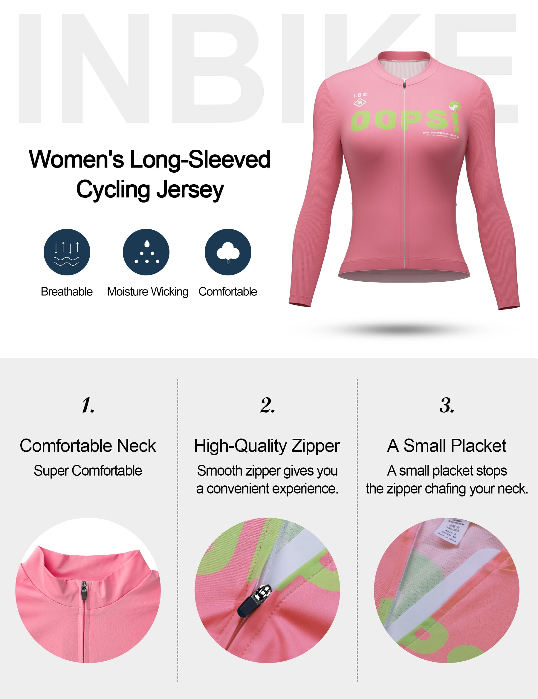 INBIKE Maillot Cyclisme Femme Manches Longues Jersey Velo VTT Extensible Respirant Séchage Rapide