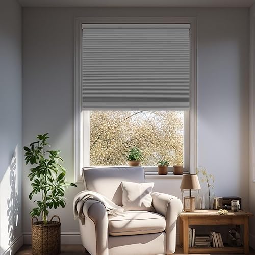 Miniatura 4 de Persiana plegable Changshade sin cordón, con diseño de panal para habitación, cocina, habitación de los niños, cuarto de baño, diseño opaco,