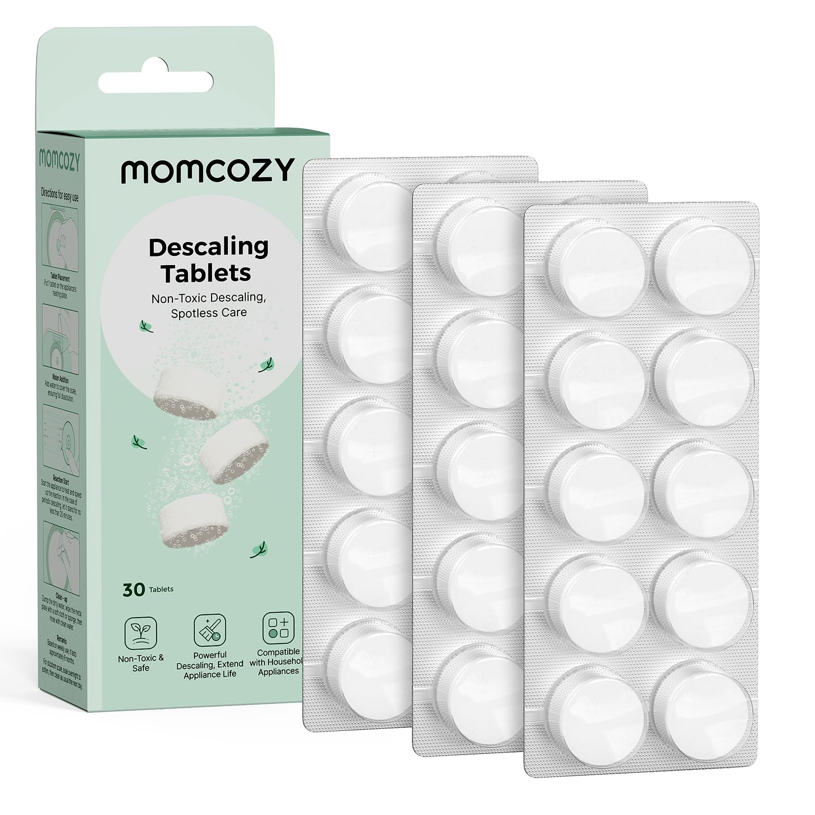 Momcozy Offizielle Waschtabletten mit natürlichen Inhaltsstoffen, sicher und gesund, ohne Duft- oder Farbstoffe, geeignet für Flaschenreiniger/Bottle Washer, 120 Tabletten