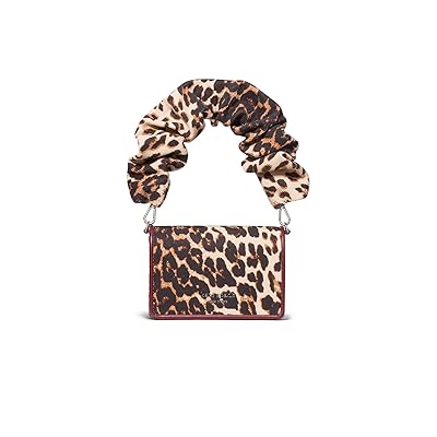 Kate Spade New York Natasha Downtown Leopard Fabric Card Case Crossbody With Scrunch Strap Wallet Women