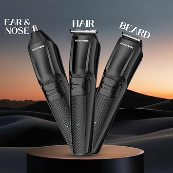 BarberBoss Beard Trimmer Men, Hair Clippers Men, All-in-One Mens Grooming Kits, Men's Hair Trimmer, Cordless Clippers for Haircut, Face Grooming, Nose Hair Trimmer QR-6055