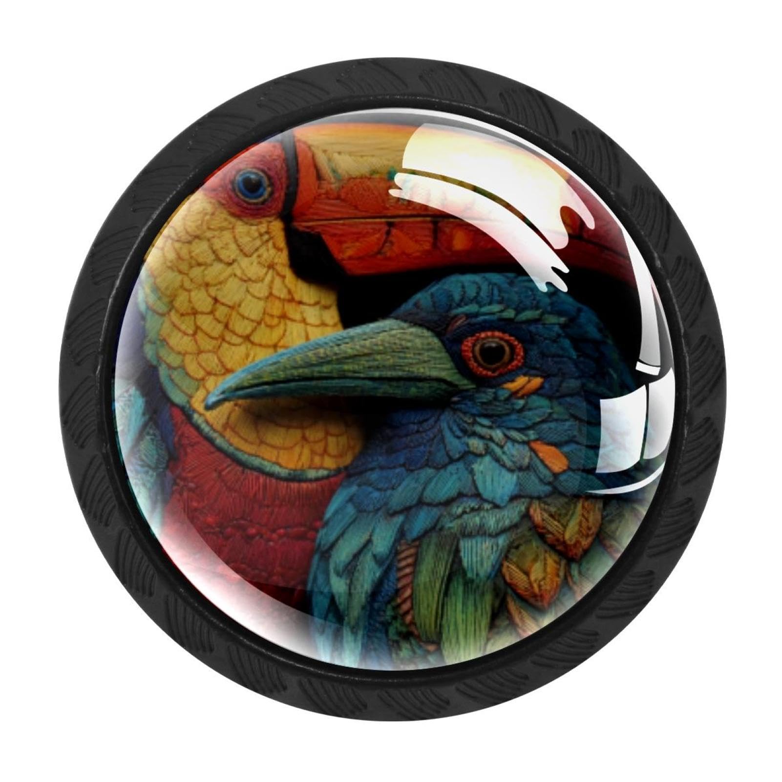 Chenzzzz Multicolored 02 4 Pack Black Parrot And Toucan Birds (1) Cabinet Pulls Kitchen Cabinet Handles Ideal For Cabinet,Drawer,Cupboard And Wardrobe
