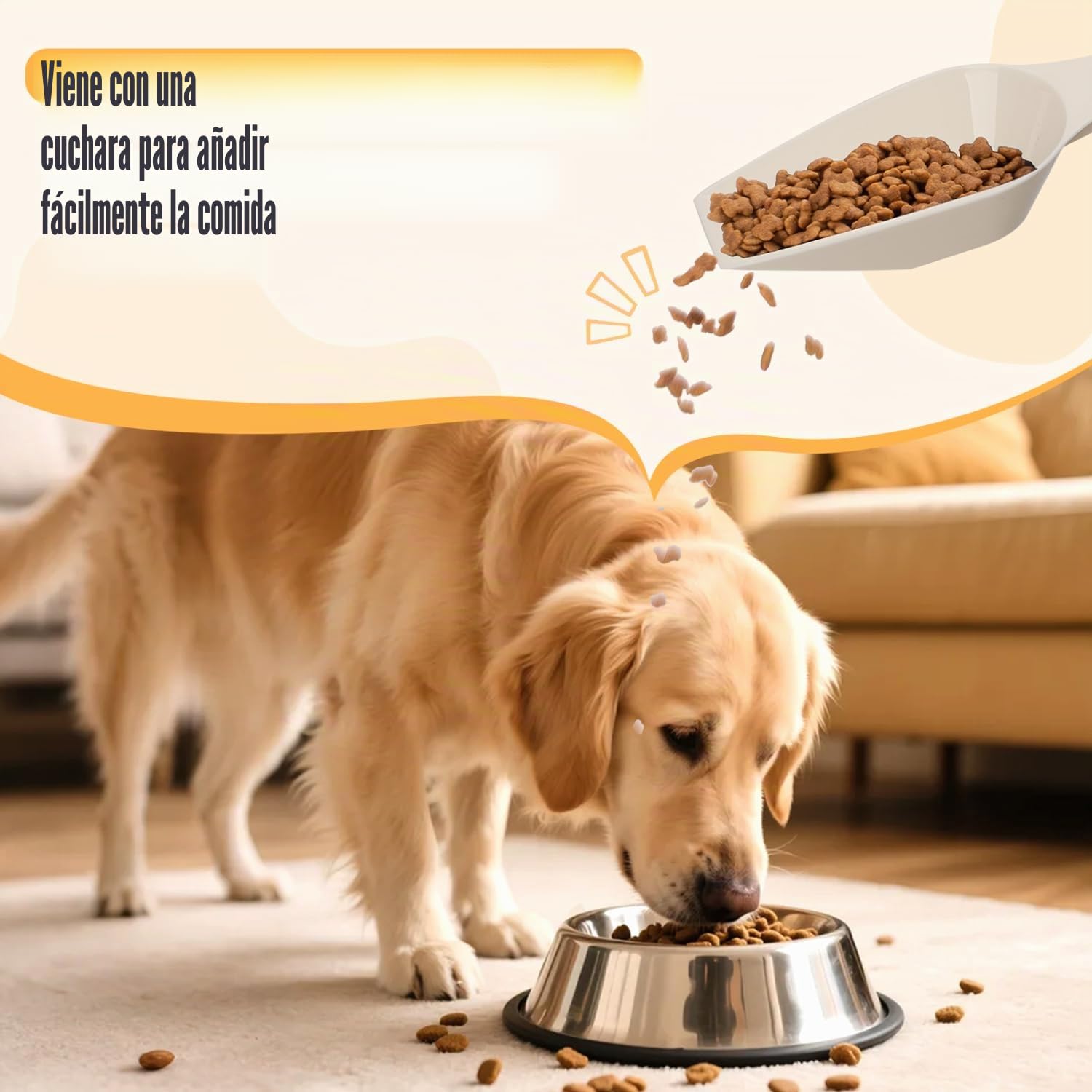 Nobleza 2* Contenedor de Pienso para Mascotas 20L, con Ruedas, Tapa Abatible, Cuchara y Marcador de Fecha, Caja Hermética Transparente para Perros y Gatos