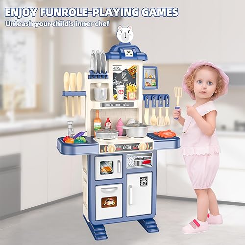 Miniatura 7 de Juego de cocina interactivo para niños con luces y sonidos realistas, accesorios de cocina de juguete de 46 piezas