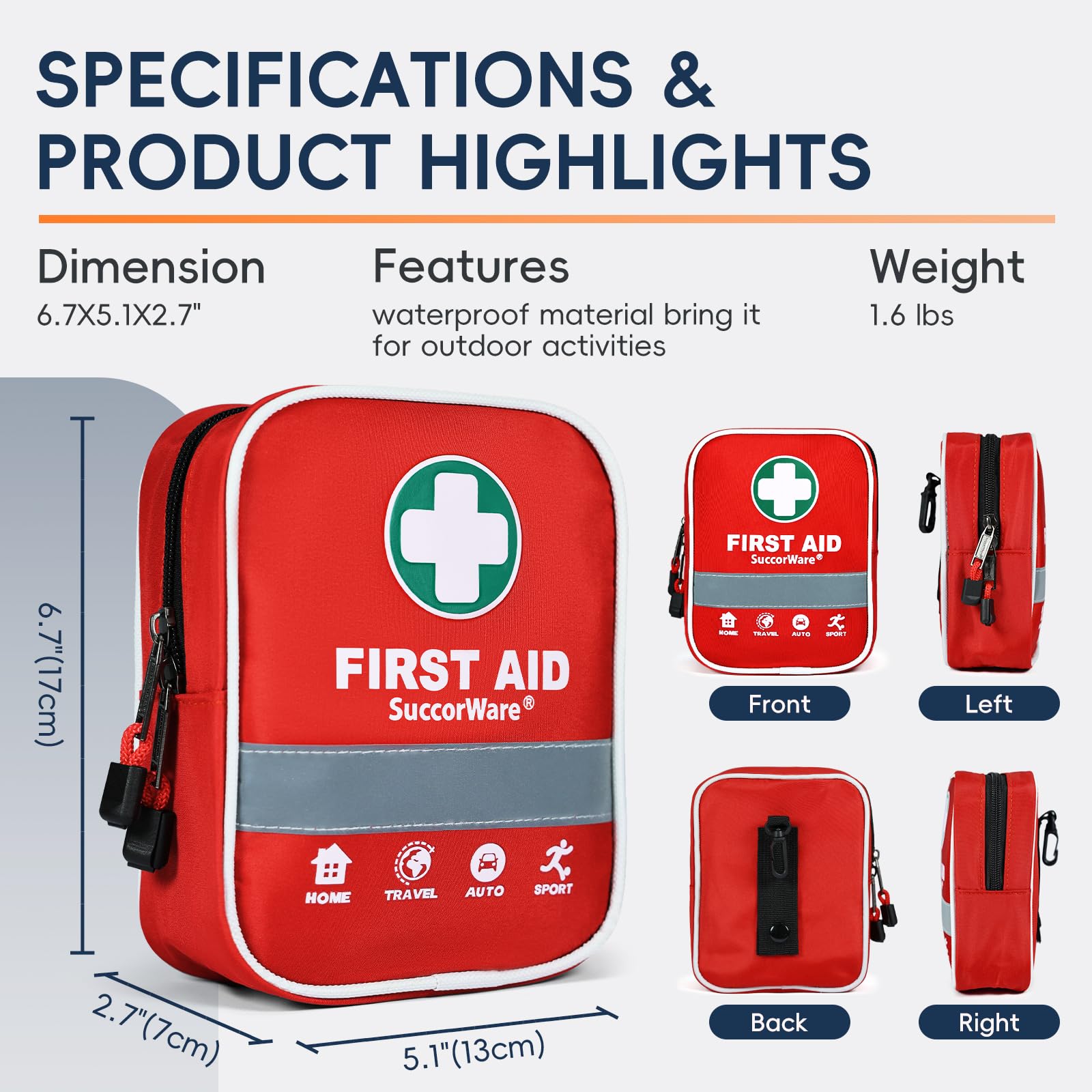 130 Pieces First Aid Kit with Hospital Grade Medical Supplies - Includes Emergency Blanket, Bandage - Great for Home, Outdoors, Office, Car, Travel, Camping, Hiking, Boating — Amazon image 3