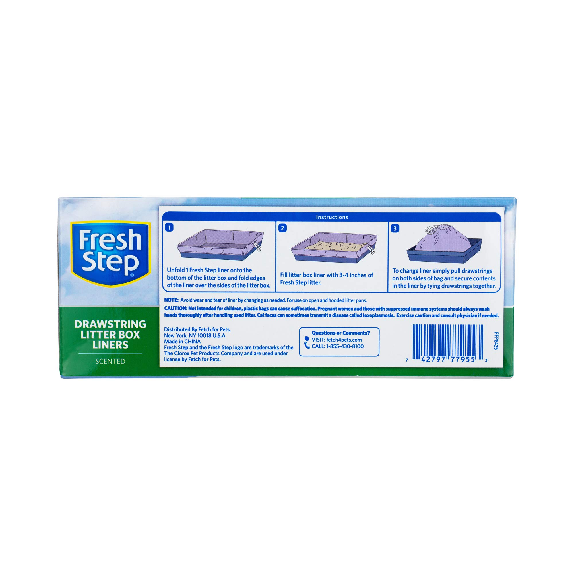 Fresh Step Drawstring Cat Litter Box Liners, Scented, Jumbo Size, 36" x