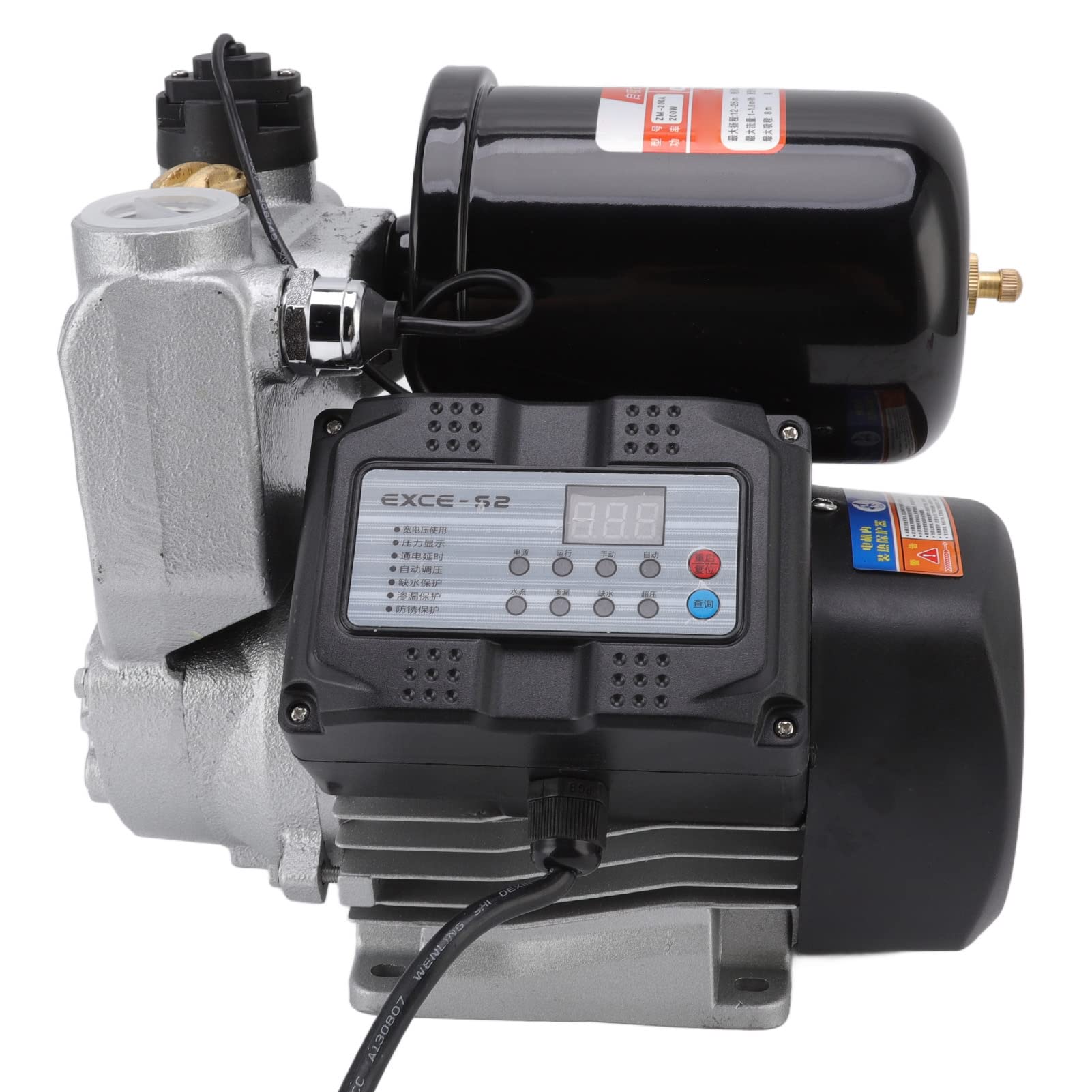 Fdit Pompa Automatica Autoadescante 200W, Booster di Pressione con Controller a Microcomputer e Display Digitale, per Pressurizzazione Domestica Dell'acqua (Spina europea)