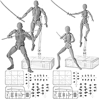 Vista 7 de Meooeck 4 Juegos de Figuras de Acción Modelo de Cuerpo de PVC para Artistas Maniquí de Dibujo Articulado para Pintura, Bocetos, Regalos de Beige